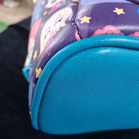 Loungefly Purple & Teal Character Print Backpack with Gold Hardware - Picture 7 of 7